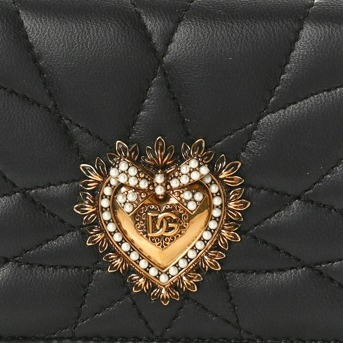 Dolce & Gabbana DOLCE GABBANA Nappa Quilted Small Devotion Continental Wallet Black 7 of 8