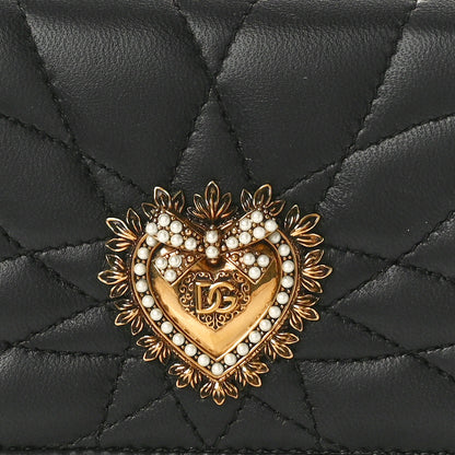 Dolce & Gabbana DOLCE GABBANA Nappa Quilted Small Devotion Continental Wallet Black 7 of 8