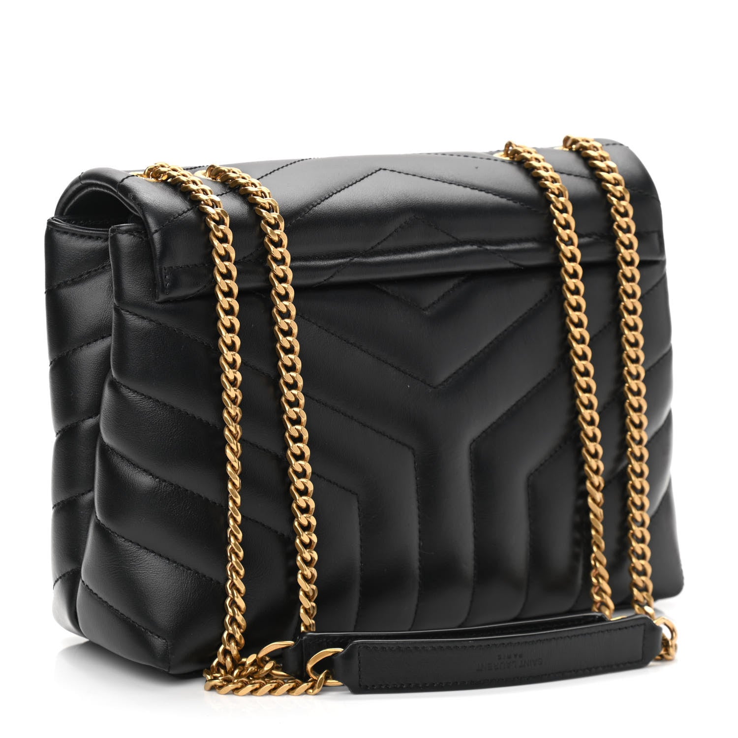 Saint Laurent Calfskin Y Quilted Monogram Small Loulou Chain Satchel Black 3 of 10