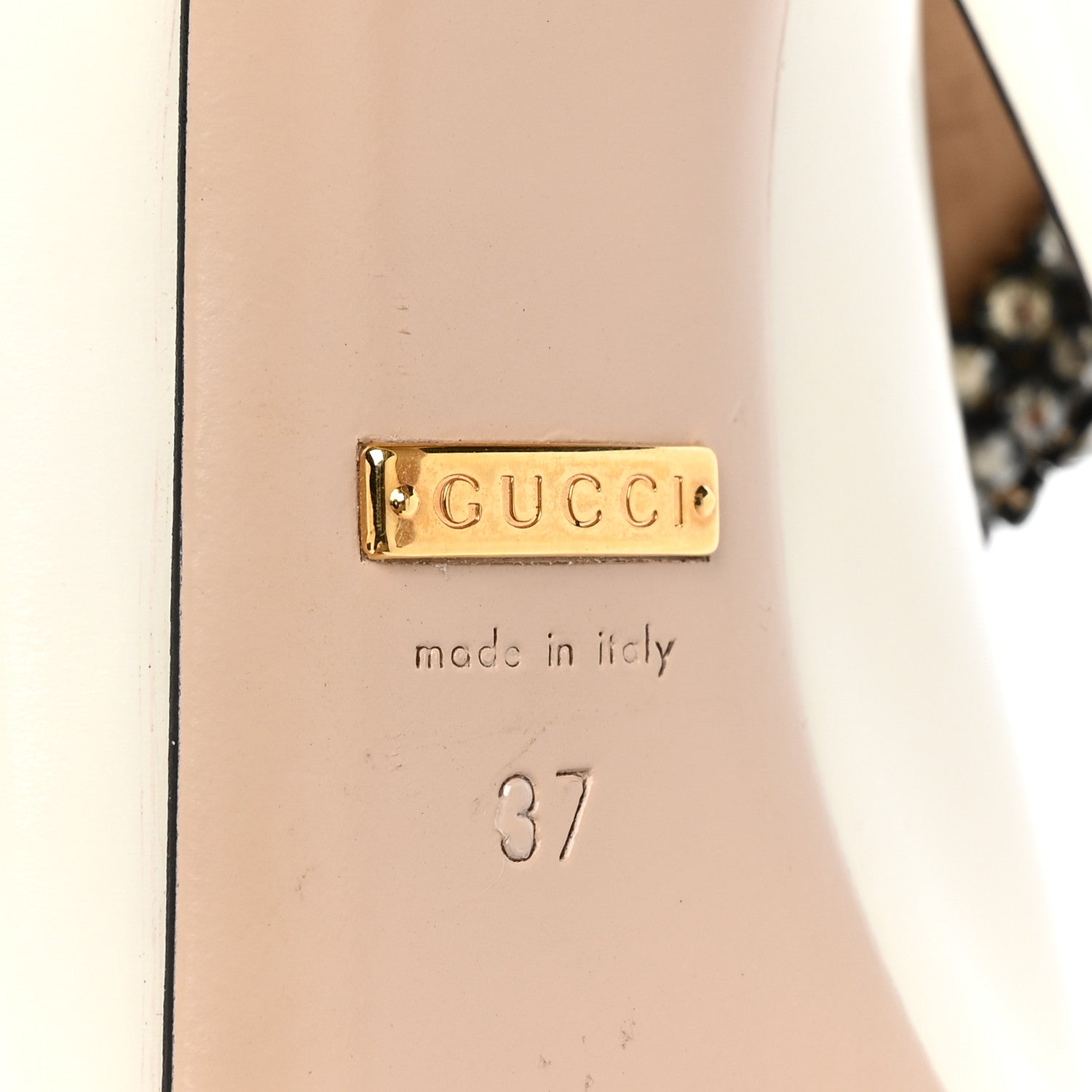 Gucci Regent Calfskin Crystal Removable Bow Elaisa Platform High Heel Pumps 37 White Magnolia 6 of 14