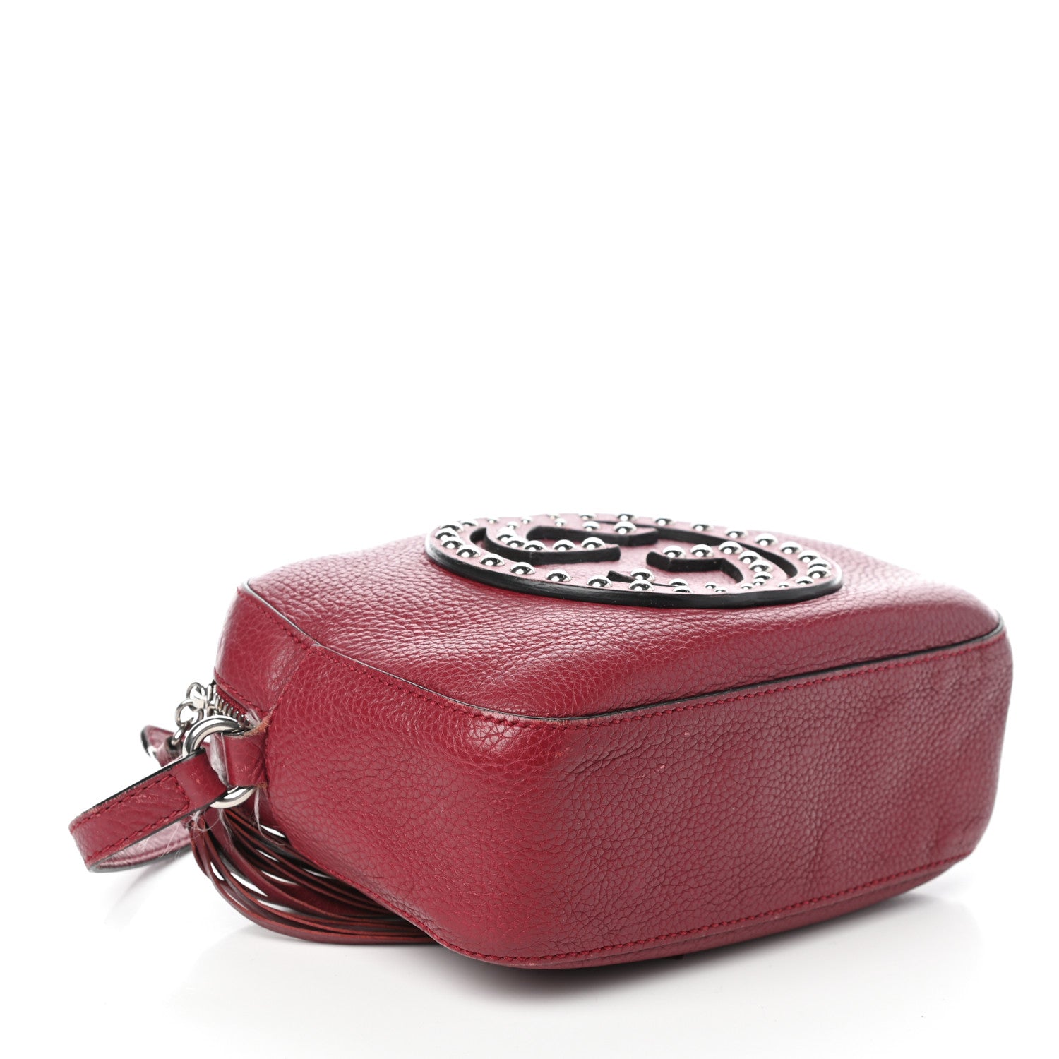 Gucci Pebbled Calfskin Studded Small Soho Disco Bag Soft Burgundy 4 of 9