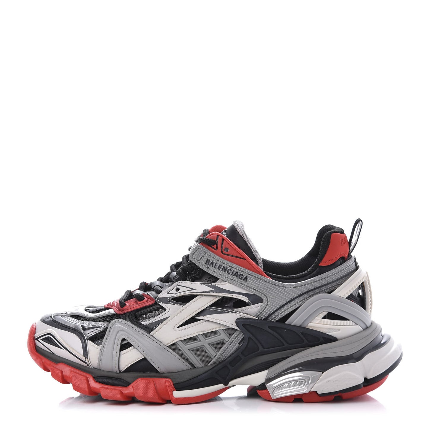 Rubber Mesh Bi-Color Womens Track.2 Open Sneakers 38 Black Grey Red
