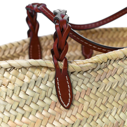 Prada Palmitto Vitello Woven Braided Large Basket Tote Bag Naturale Cognac 10 of 11