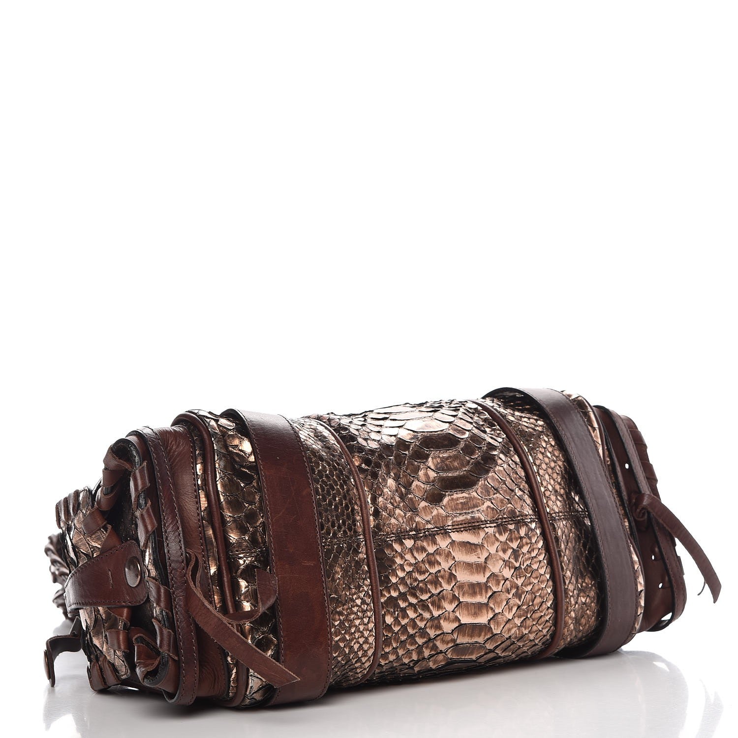 Chloe Metallic Python Calfskin Silverado Shoulder Bag Brown 4 of 13