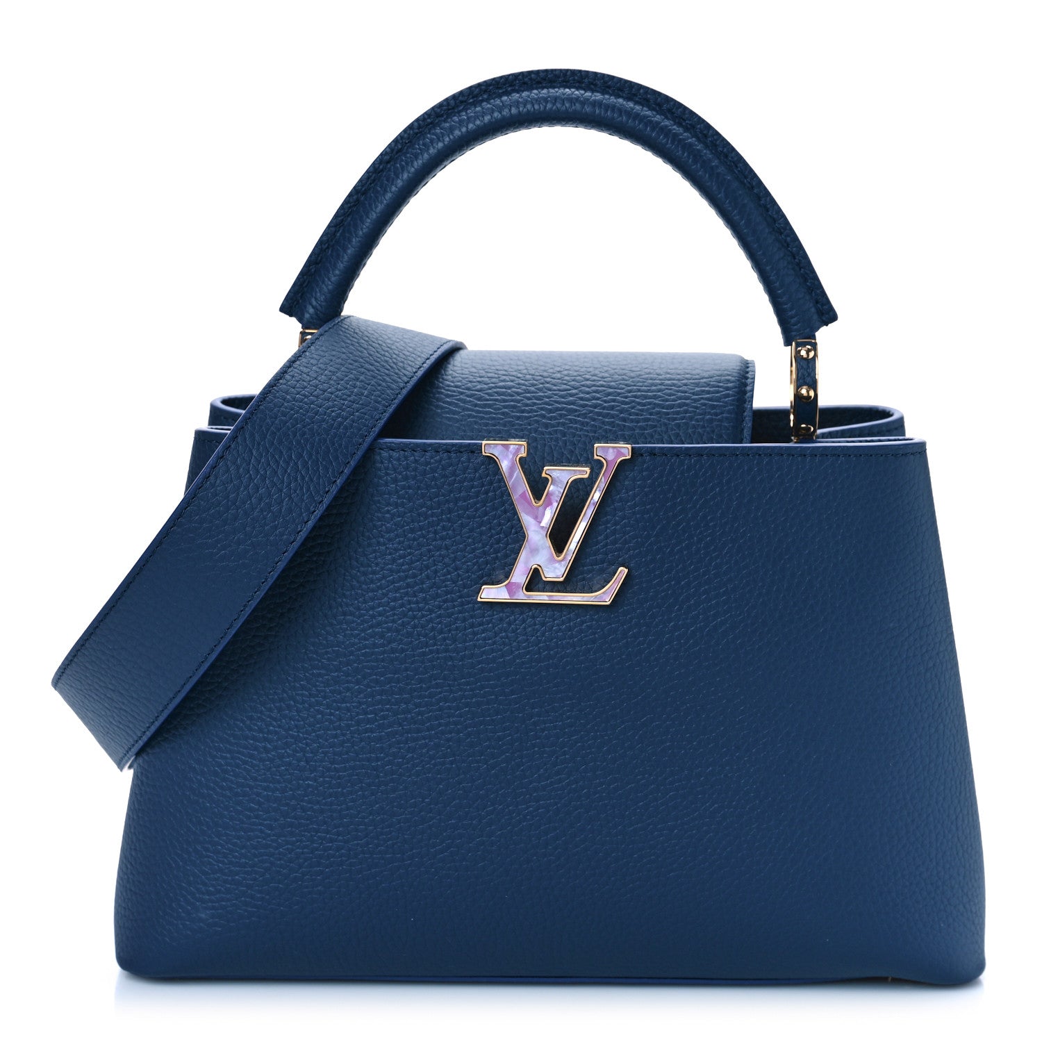 Louis Vuitton Taurillon Marble Capucines MM Midnight Blue 1 of 8