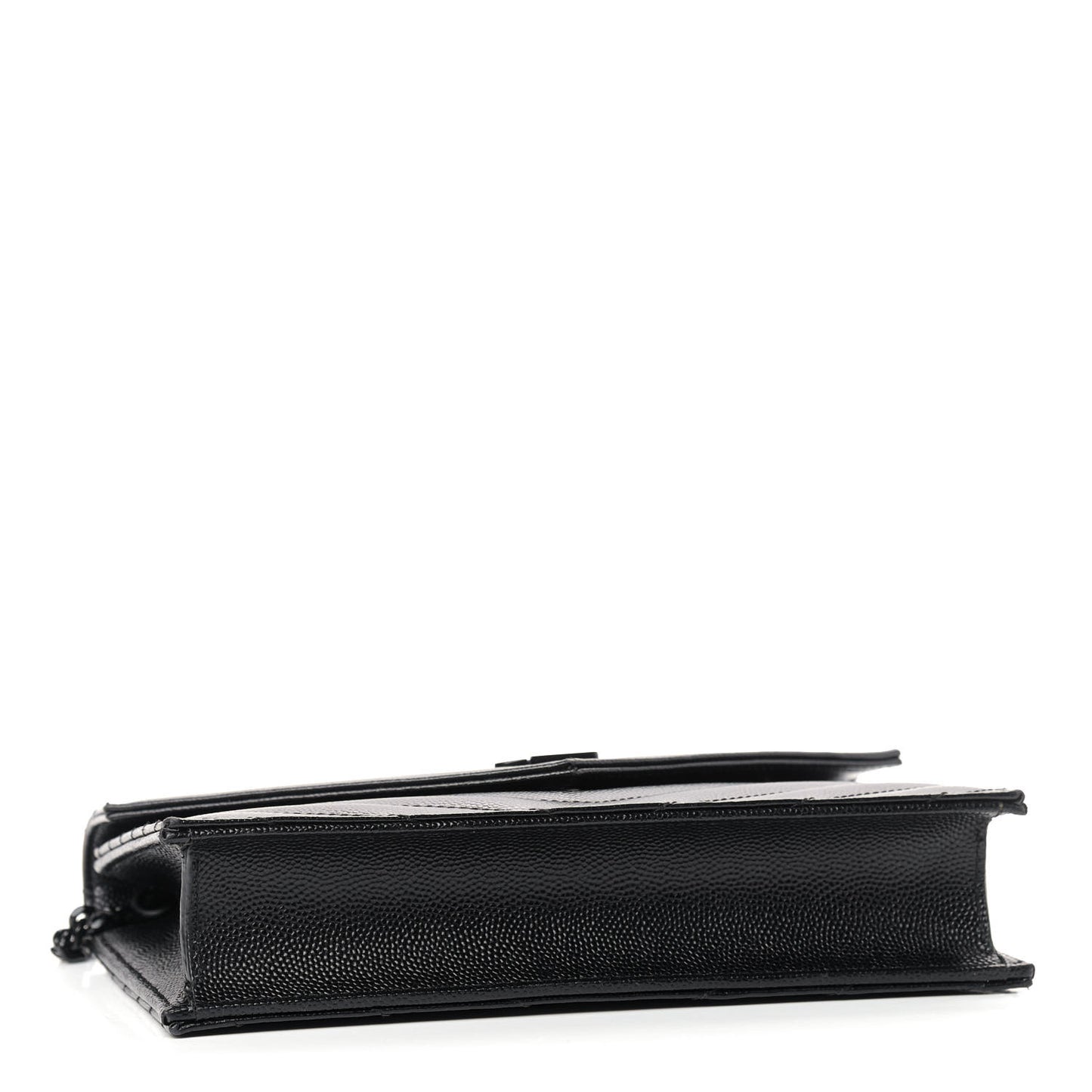 Grain De Poudre Matelasse Chevron Monogram Envelope Chain Wallet Black