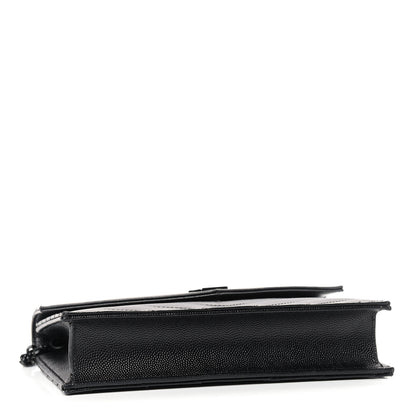 Saint Laurent Grain De Poudre Matelasse Chevron Monogram Envelope Chain Wallet Black 4 of 8