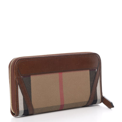 Burberry House Check Bridle Calfskin Ziggy Zip Around Wallet Dark Tan 3 of 12