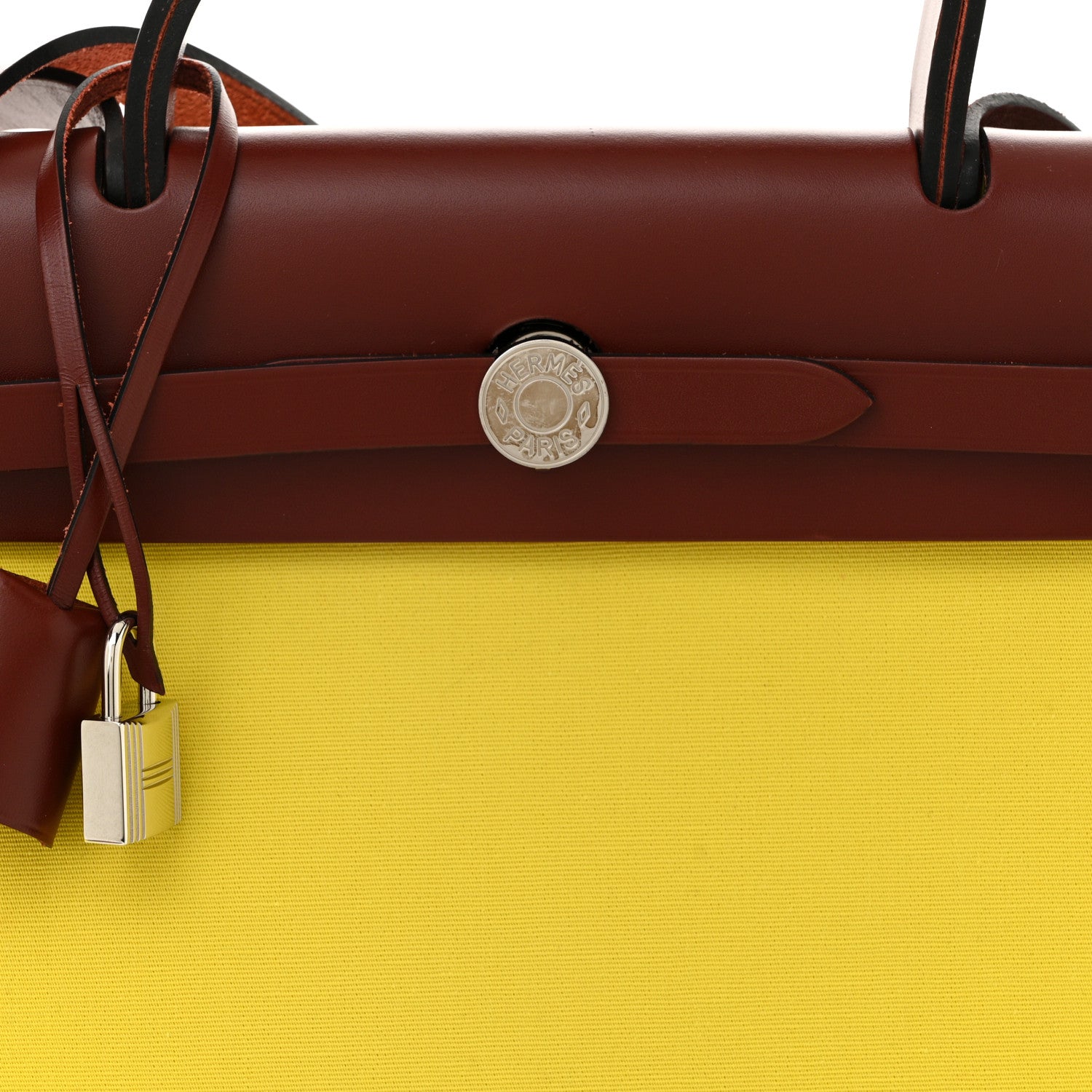 Hermes Vache Hunter Toile Herbag Zip 31 PM Lime Rouge H 9 of 12