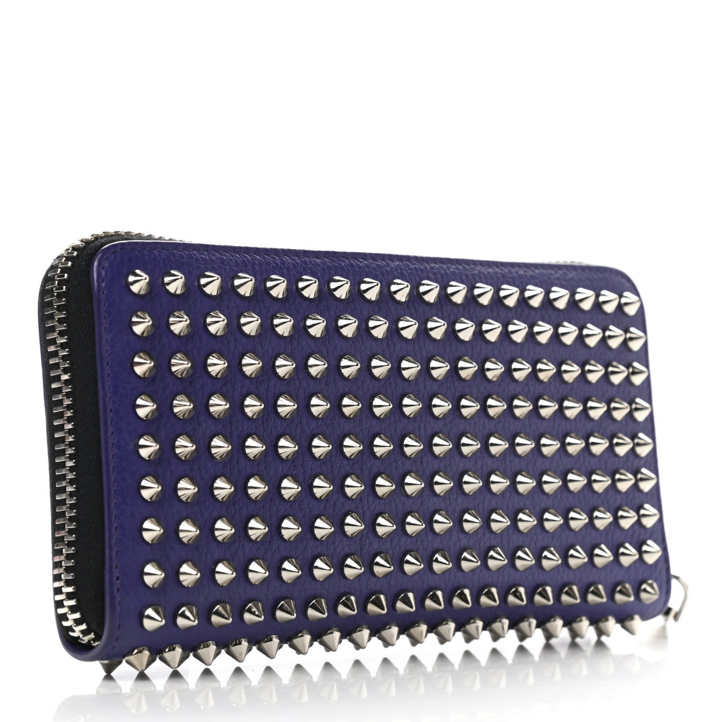 Calfskin Panettone Spiked Zip Around Wallet Purple