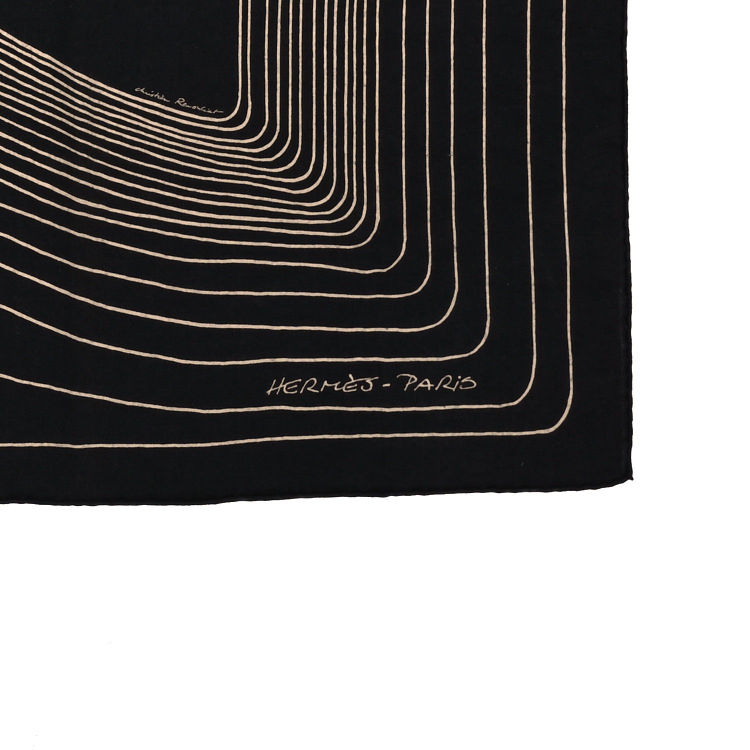 Hermes Cashmere Silk Pegase Paysage Shawl 140 Black Beige 2 of 4