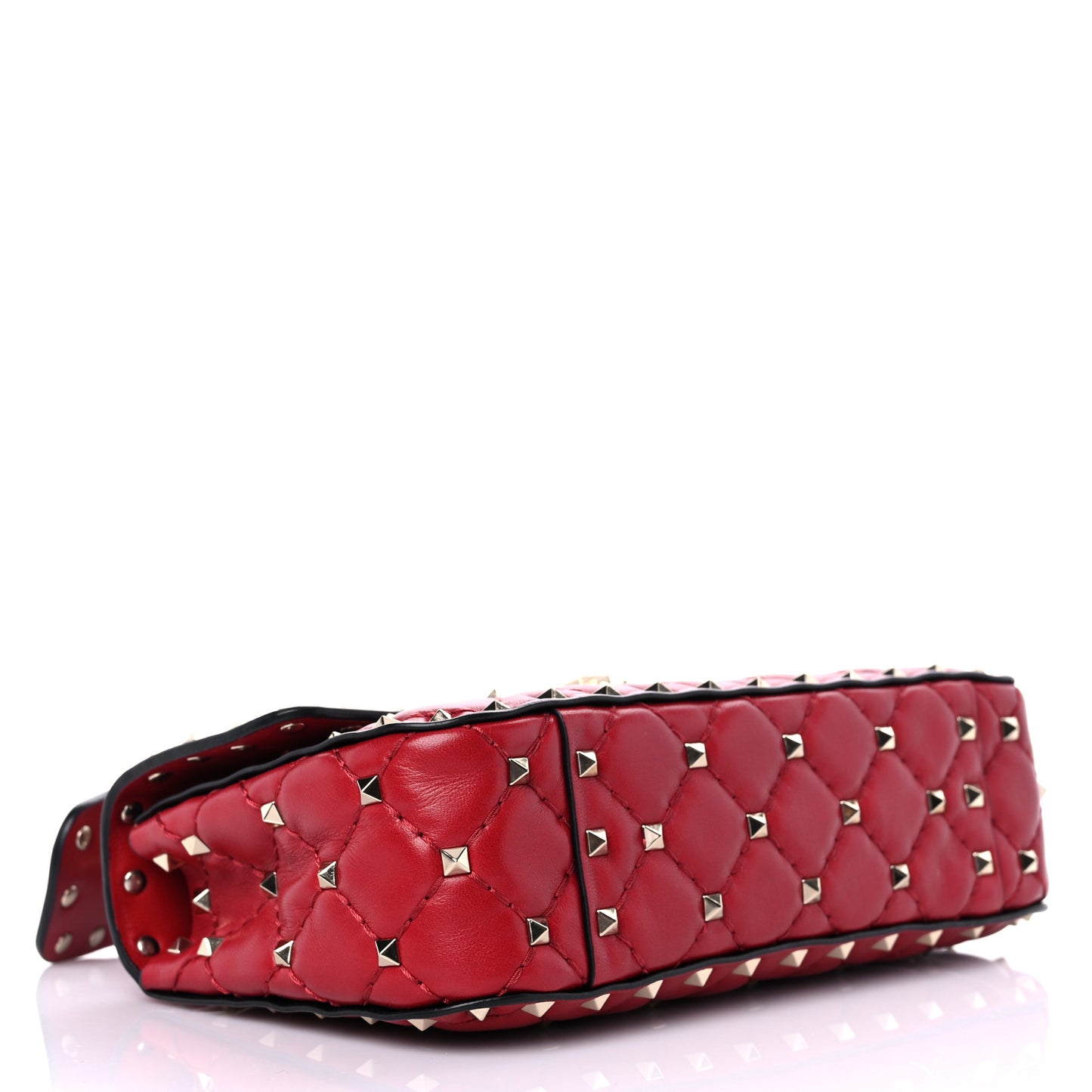 Lambskin Small Rockstud Spike Shoulder Bag Red