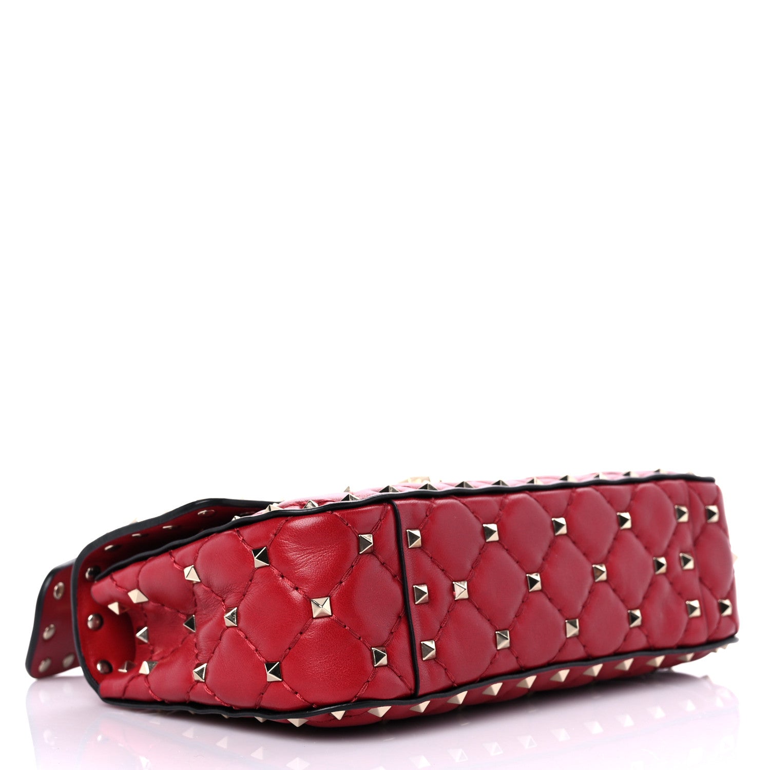 Valentino Garavani Lambskin Small Rockstud Spike Shoulder Bag Red 4 of 9