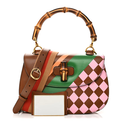 Gucci Calfskin Geometric Print Medium Bamboo 1947 Top Handle Bag Brown 3 of 10