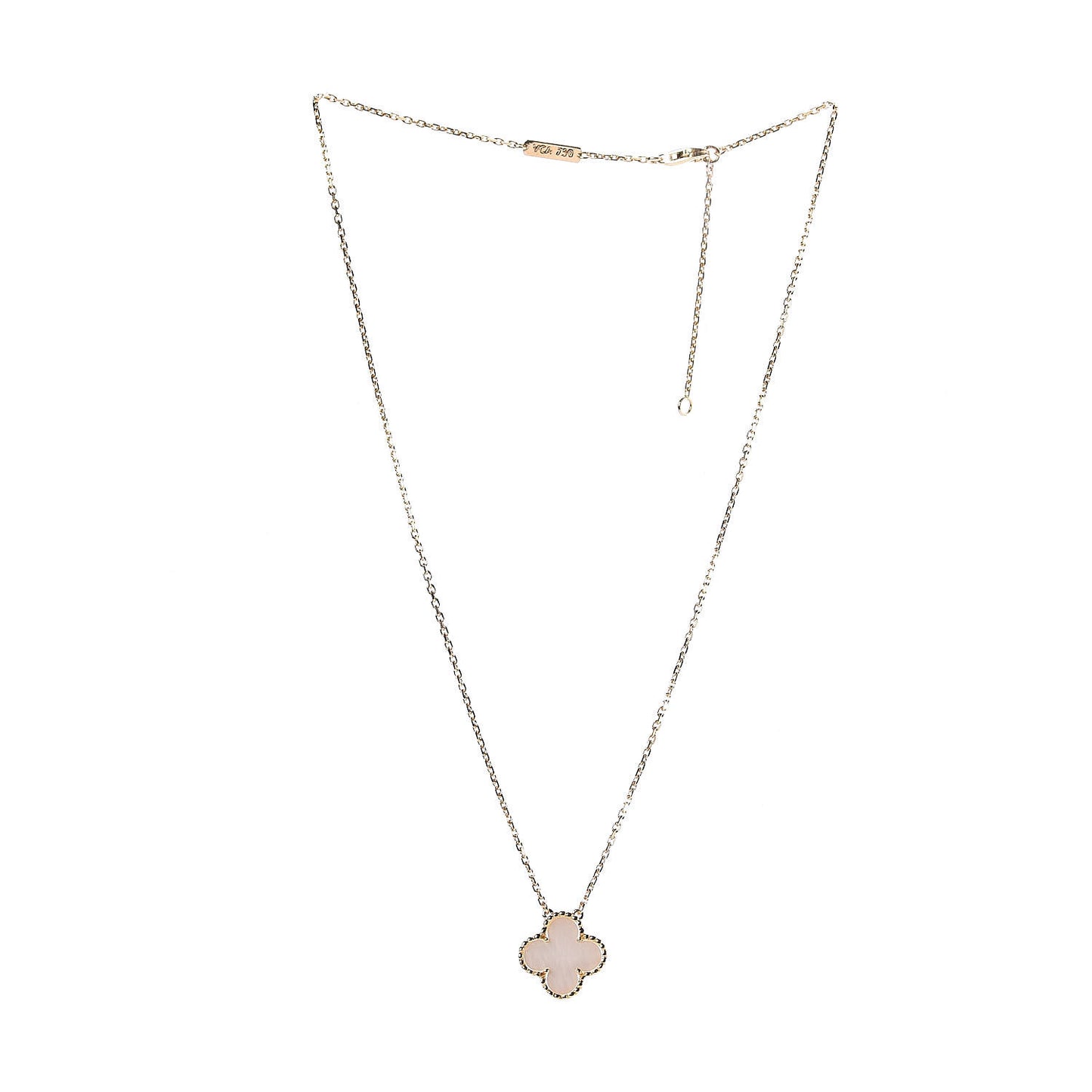 18K Yellow Gold Mother of Pearl Vintage Alhambra Pendant Necklace