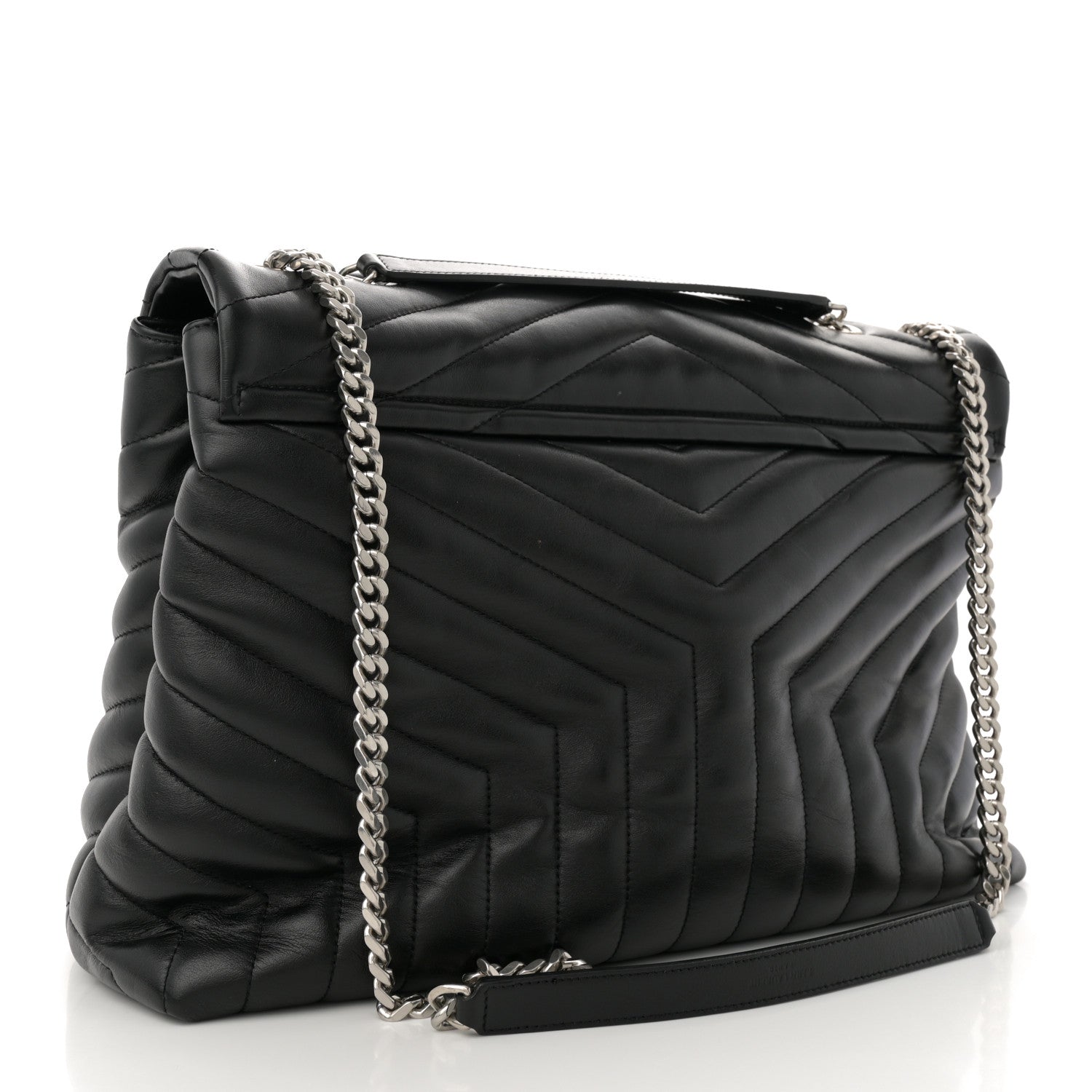 Saint Laurent Calfskin Y Quilted Monogram Large Loulou Chain Satchel Black 3 of 11
