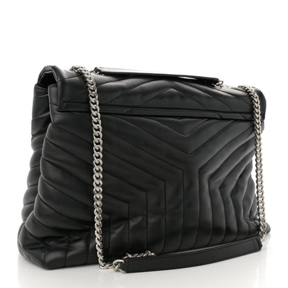 Saint Laurent Calfskin Y Quilted Monogram Large Loulou Chain Satchel Black 3 of 11