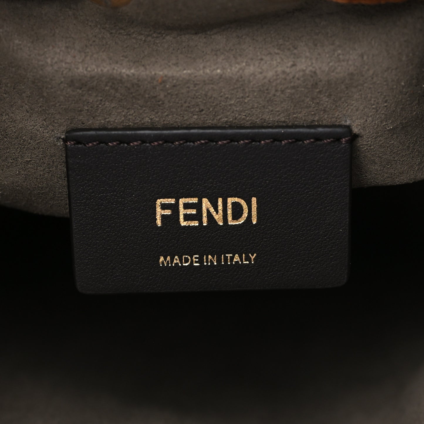 Vitello King F is Fendi Logo Embossed Mini Mon Tresor Bucket Bag Cuoio