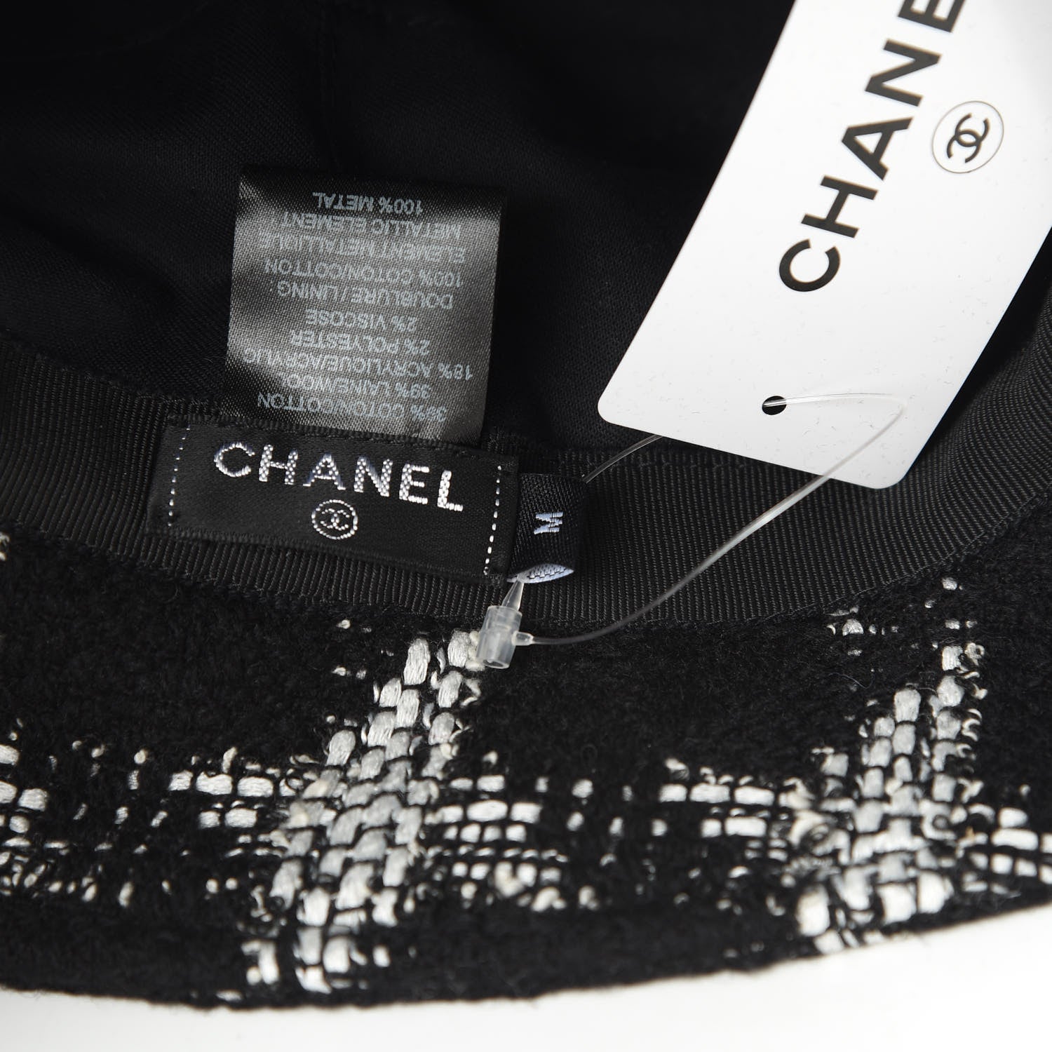 Chanel Tweed Bucket Hat M Black White 7 of 7