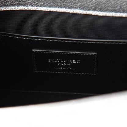 Saint Laurent Sheepskin Matelasse Chevron Monogram Medium College Bag Silver 6 of 9