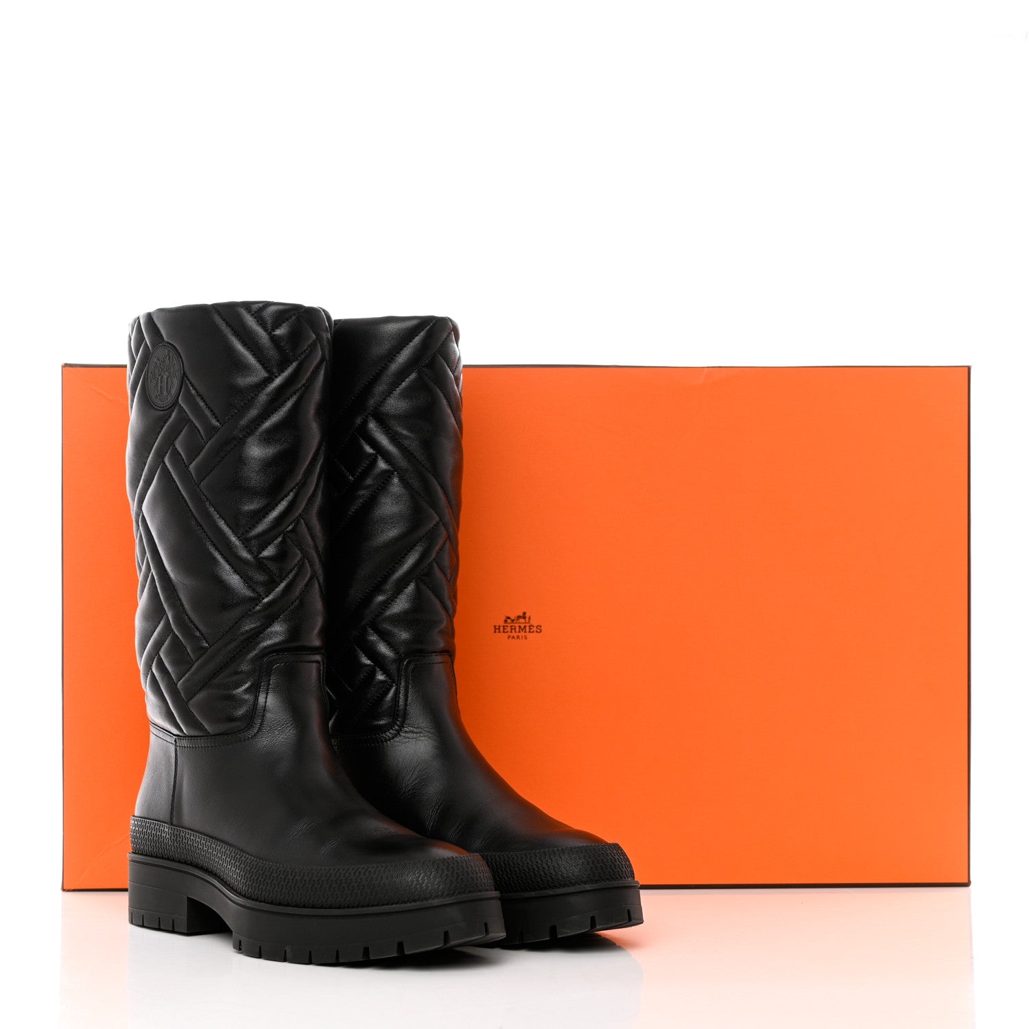 Hermes Goatskin Quilted Fuji Boots 37 Black 12 of 12