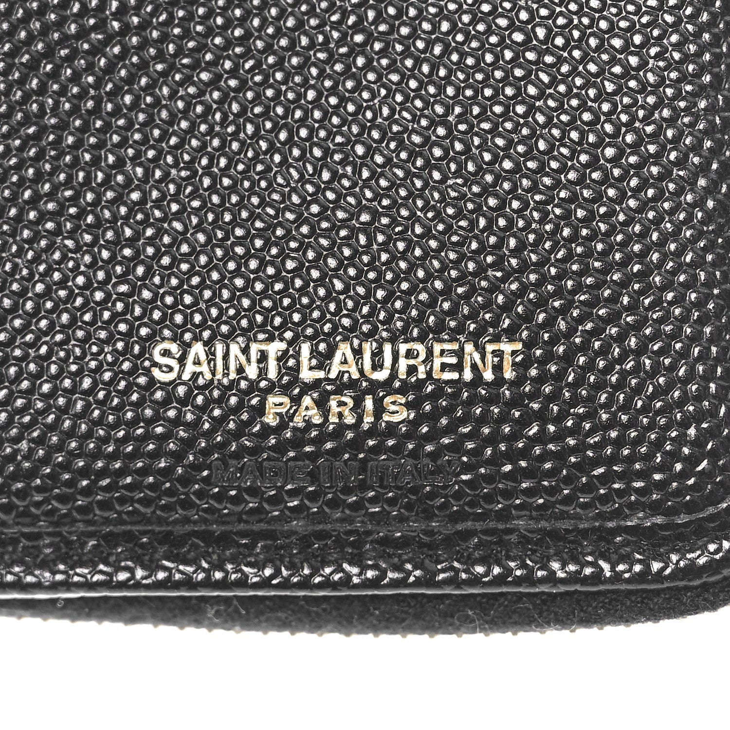 Saint Laurent Grain De Poudre Matelasse Chevron Monogram Compact Zip Around Wallet Black 6 of 8