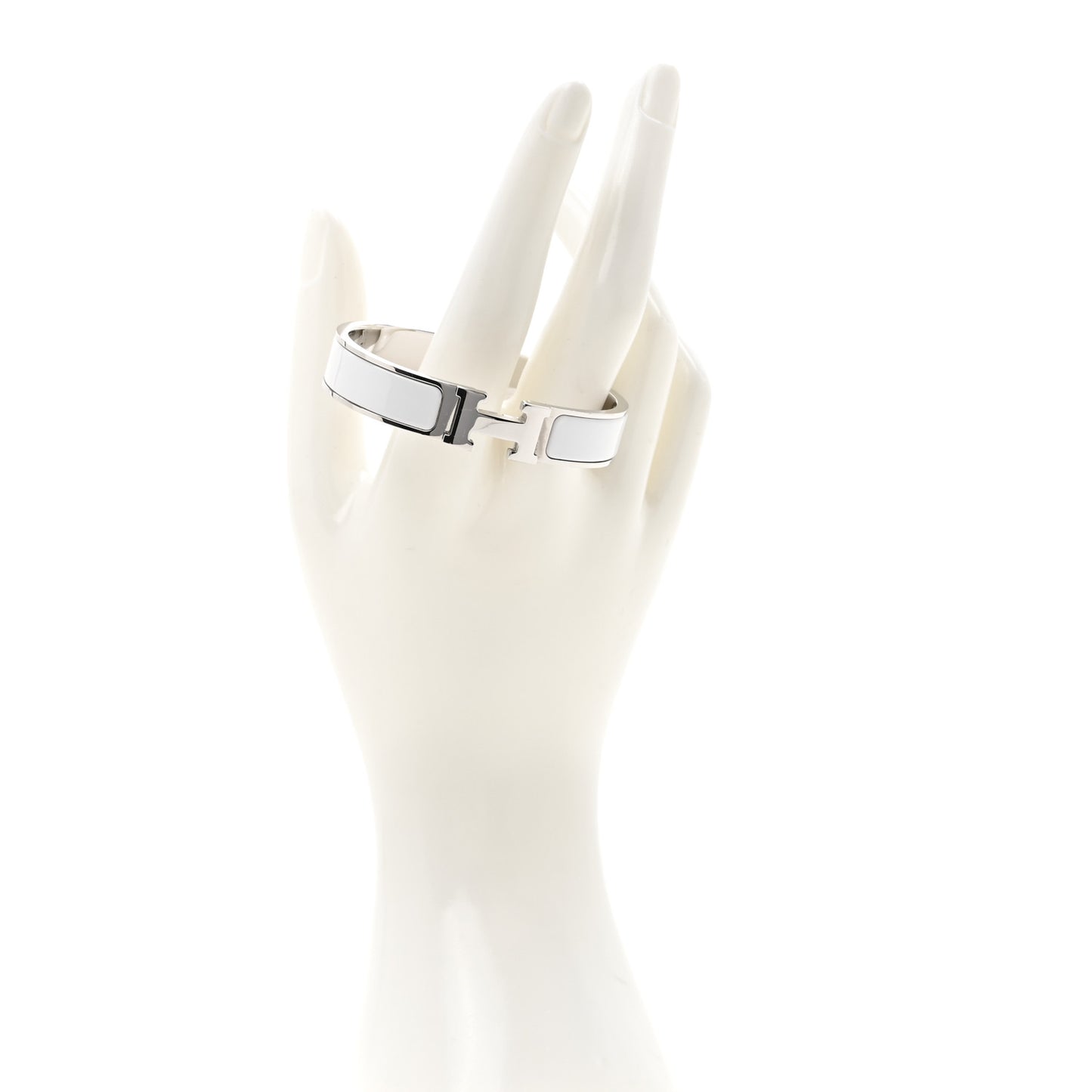 Enamel Narrow Clic Clac H Bracelet PM White
