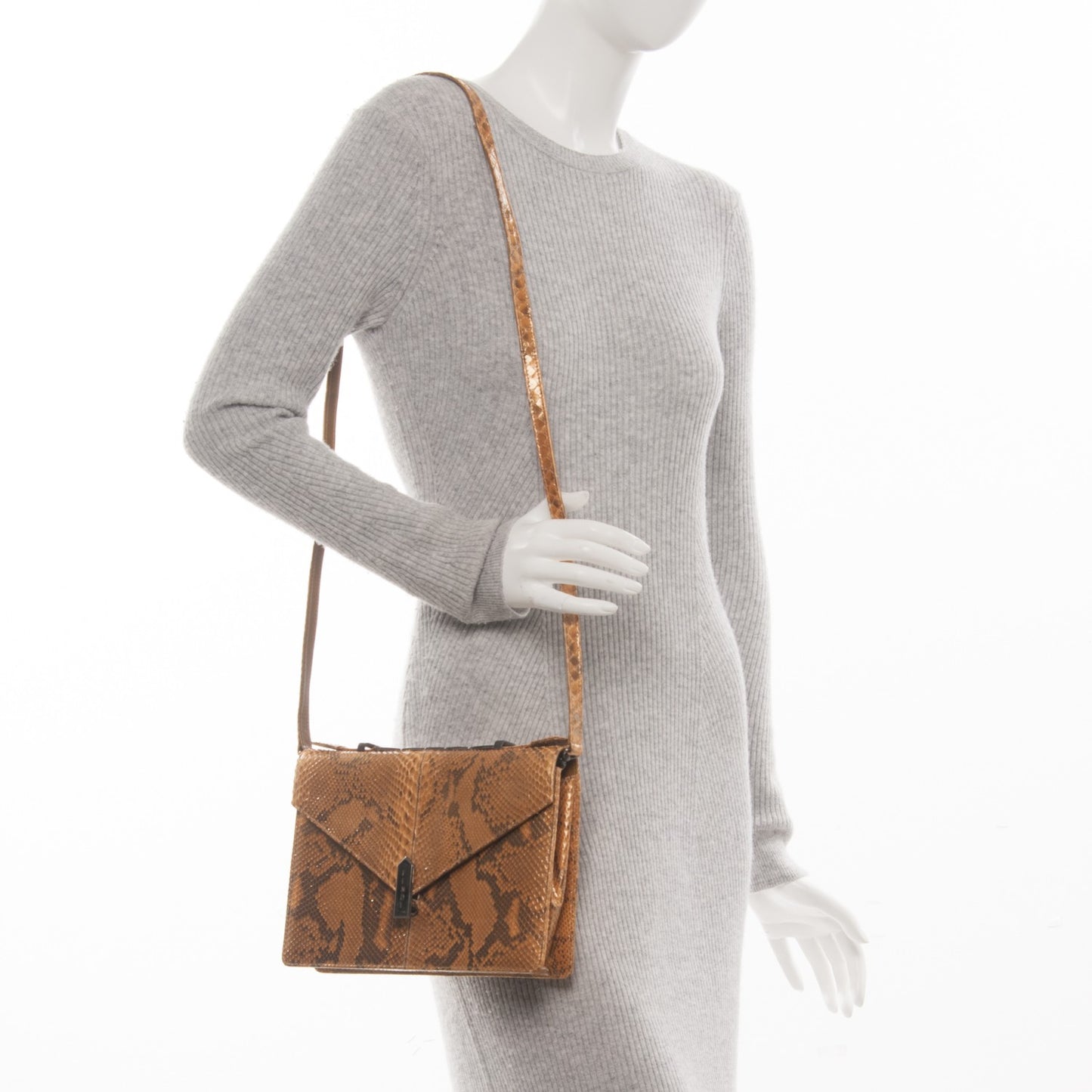 Metallic Python Convertible Clutch Gold