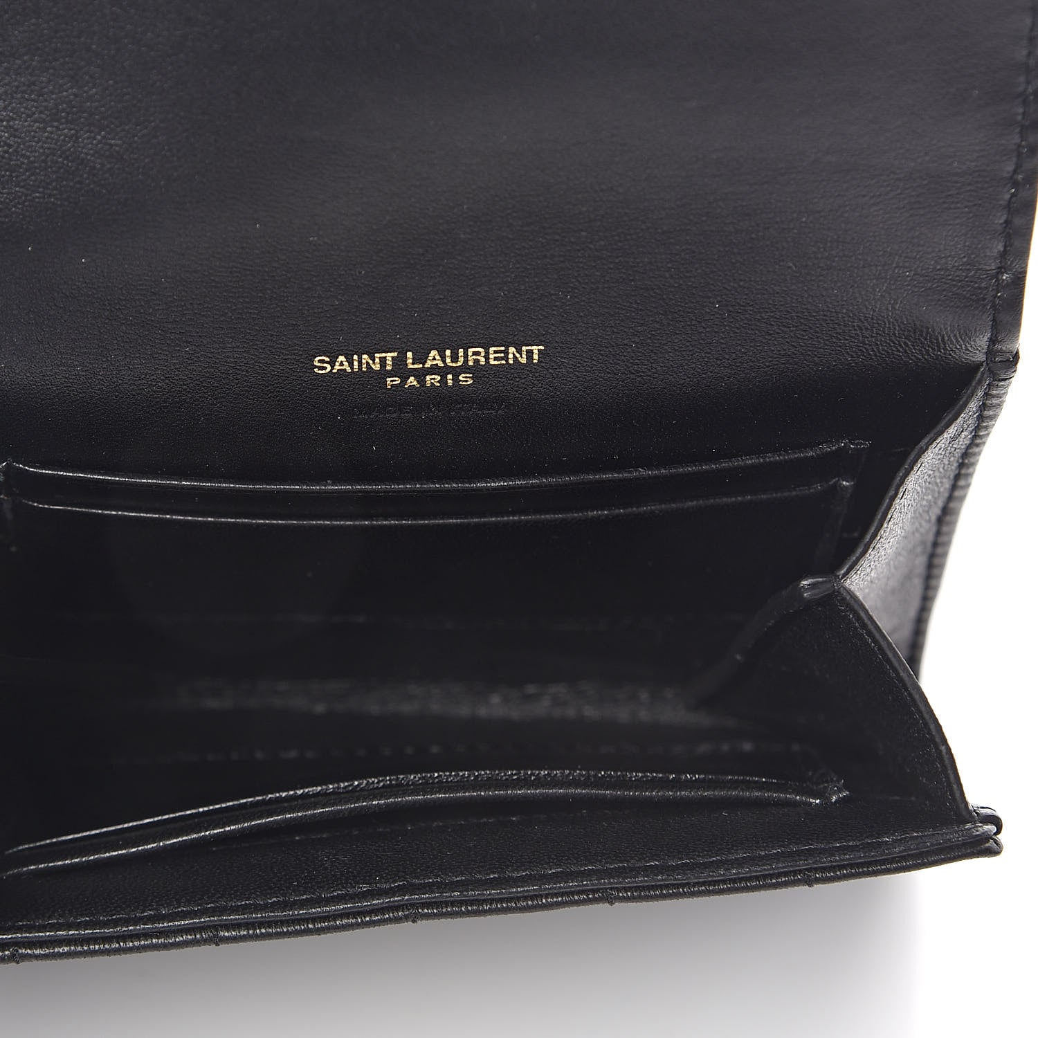 Saint Laurent Lambskin Matelasse Monogram Vicky Tri-Fold Wallet Black 5 of 6