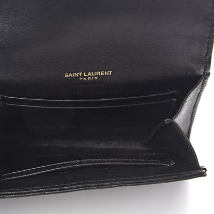 Saint Laurent Lambskin Matelasse Monogram Vicky Tri-Fold Wallet Black 5 of 6