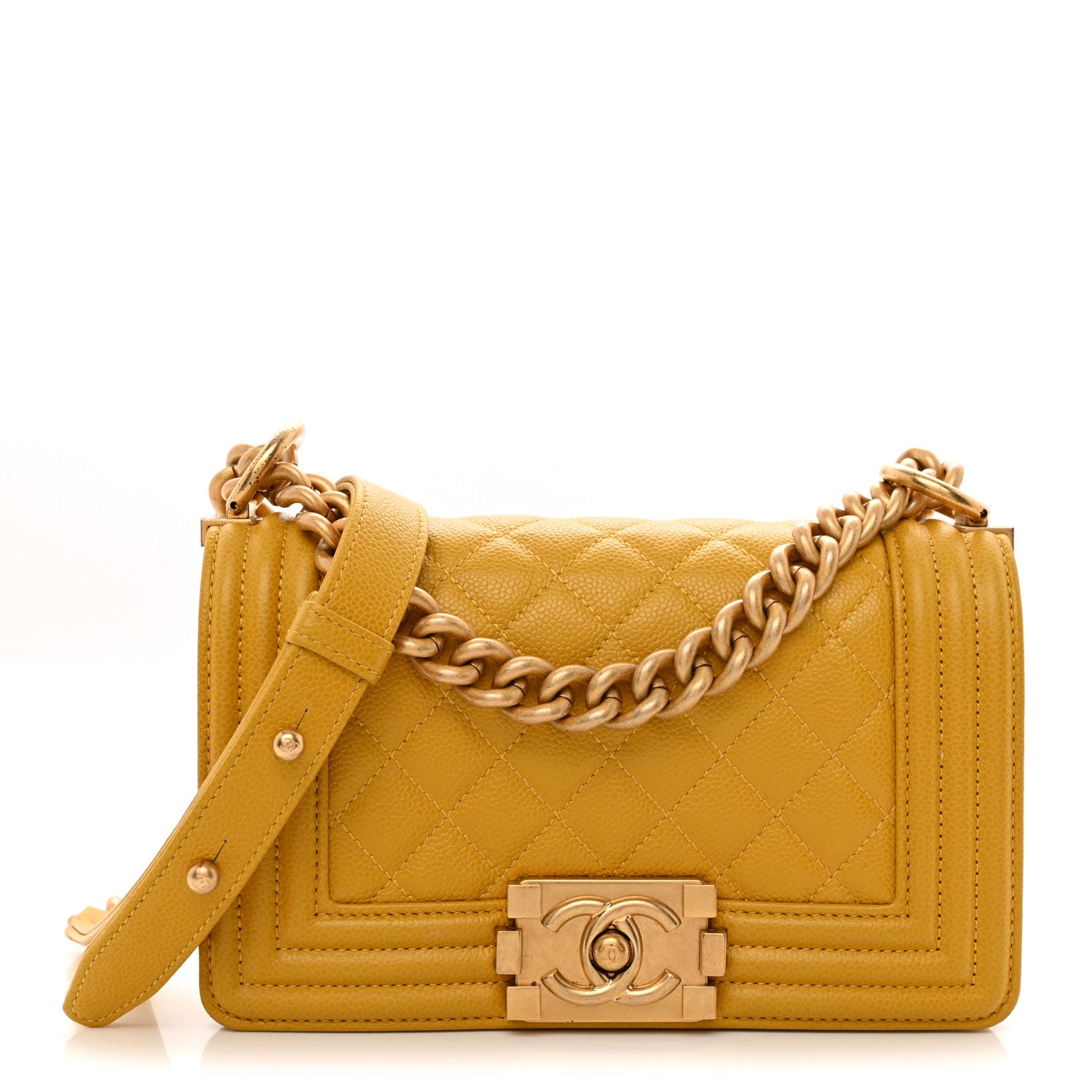 Chanel Lambskin Quilted Small Boy Flap Yellow 1 of 13