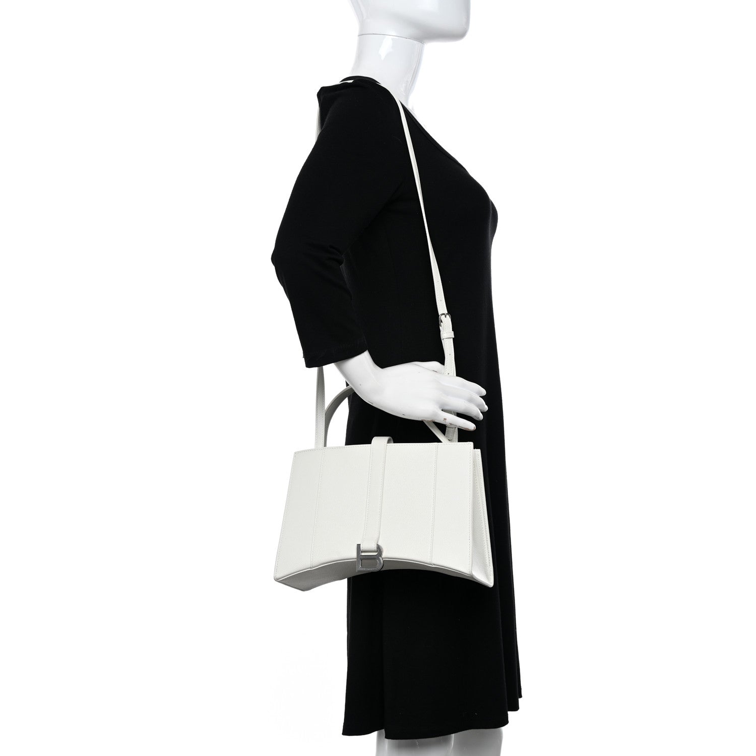 Balenciaga Grained Calfskin XS Hourglass East West Tote White 2 of 11