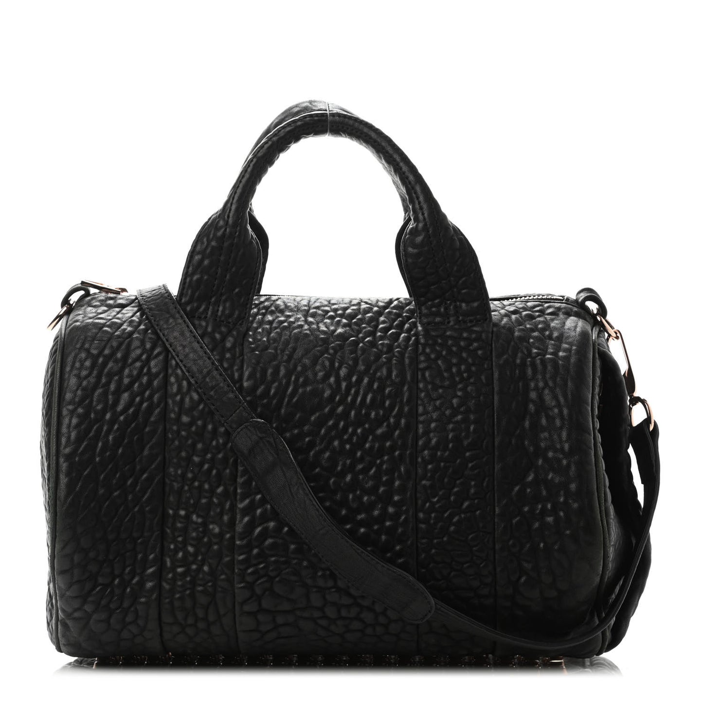 Pebbled Lambskin Rocco Black Rose Gold Hardware