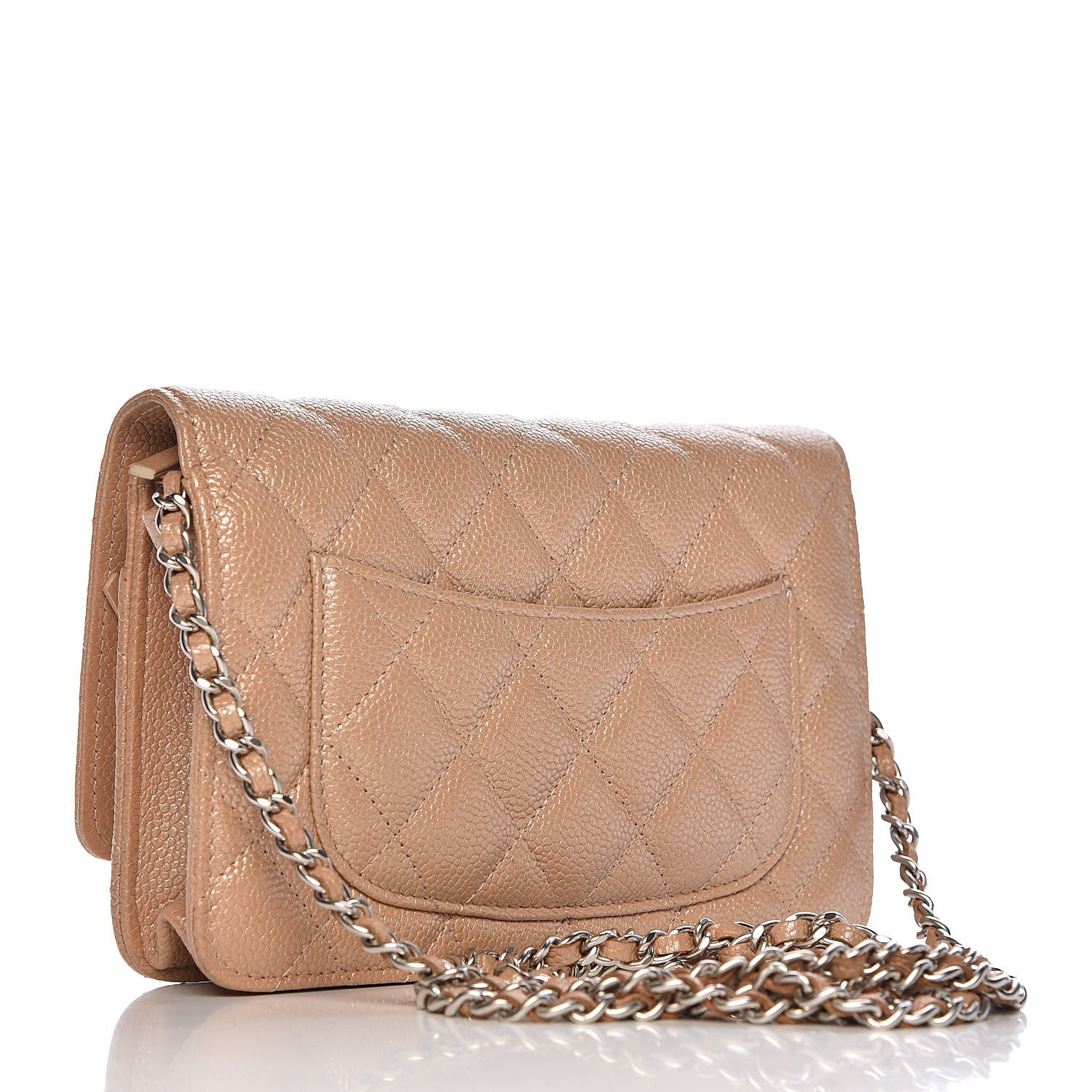 Chanel Pearly Caviar Quilted Wallet On Chain WOC Dark Beige 3 of 13