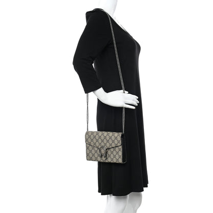 Gucci GG Supreme Monogram Mini Dionysus Chain Wallet Beige Black 2 of 10
