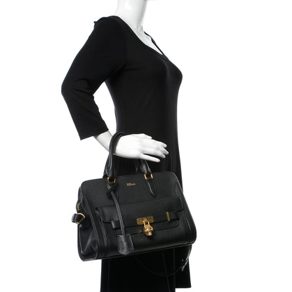 Alexander McQueen Pebbled Calfskin Padlock Pocket Tote Black 3 of 10