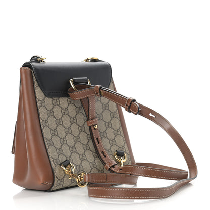 Gucci GG Supreme Monogram Calfskin Padlock Backpack Beige Cuir Black 3 of 14