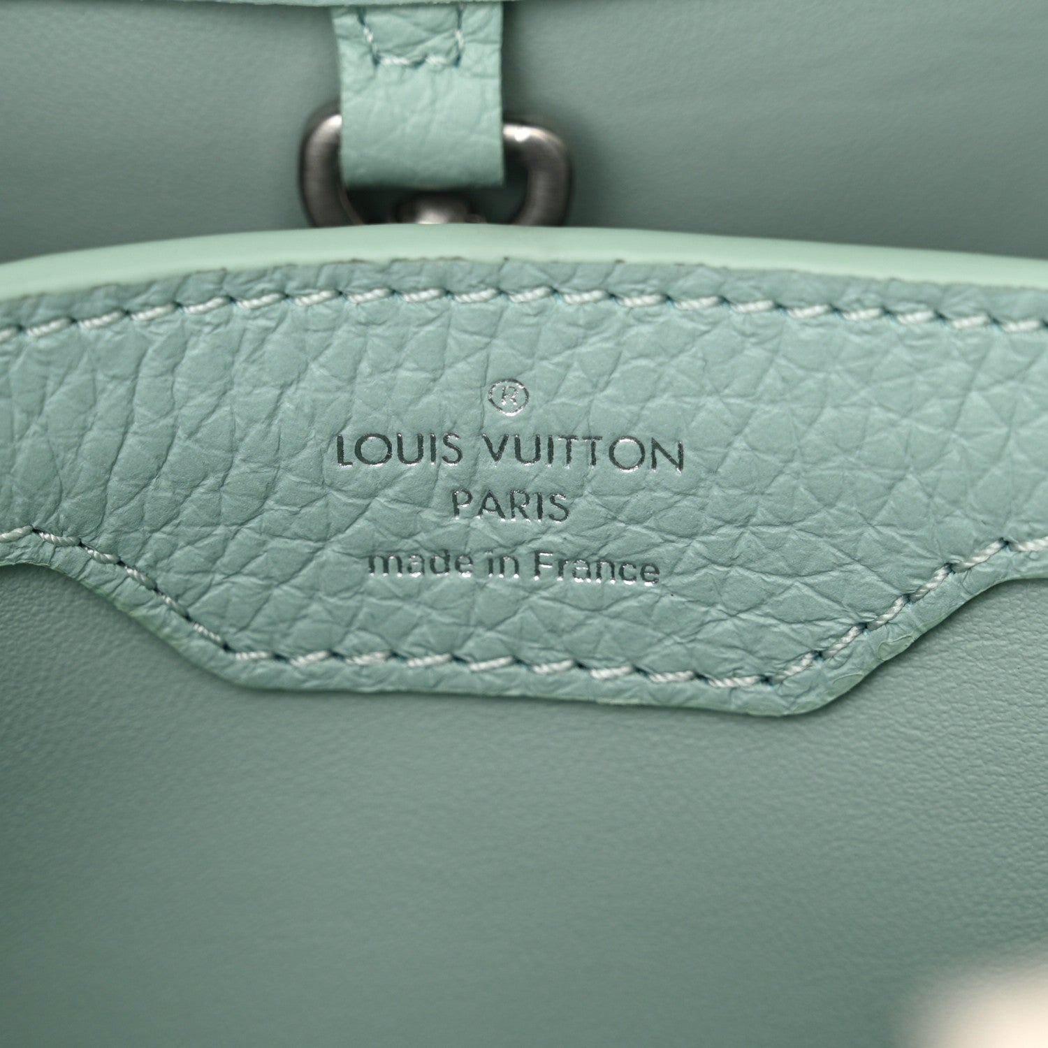 Louis Vuitton Taurillon Matte Brushed Metal Handle Capucines BB Light Blue 7 of 10