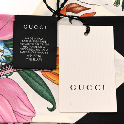 Gucci Silk Twill Flora Snake Neck Bow Scarf Ivory Black 3 of 4