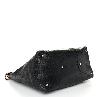 Chanel Calfskin Crocodile Embossed Large Cocodile Shopping Tote Black 4 of 12