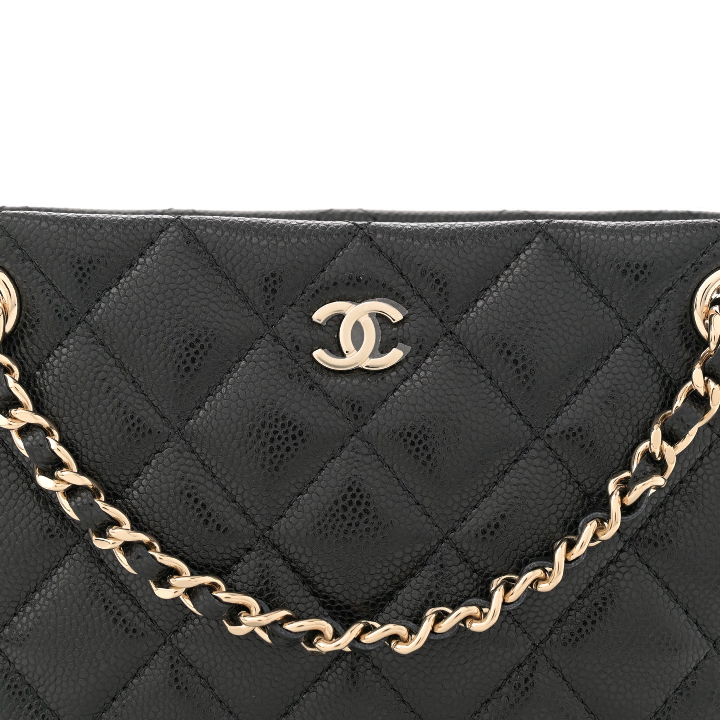 Caviar Quilted Classic Clutch Tote With Chain Black