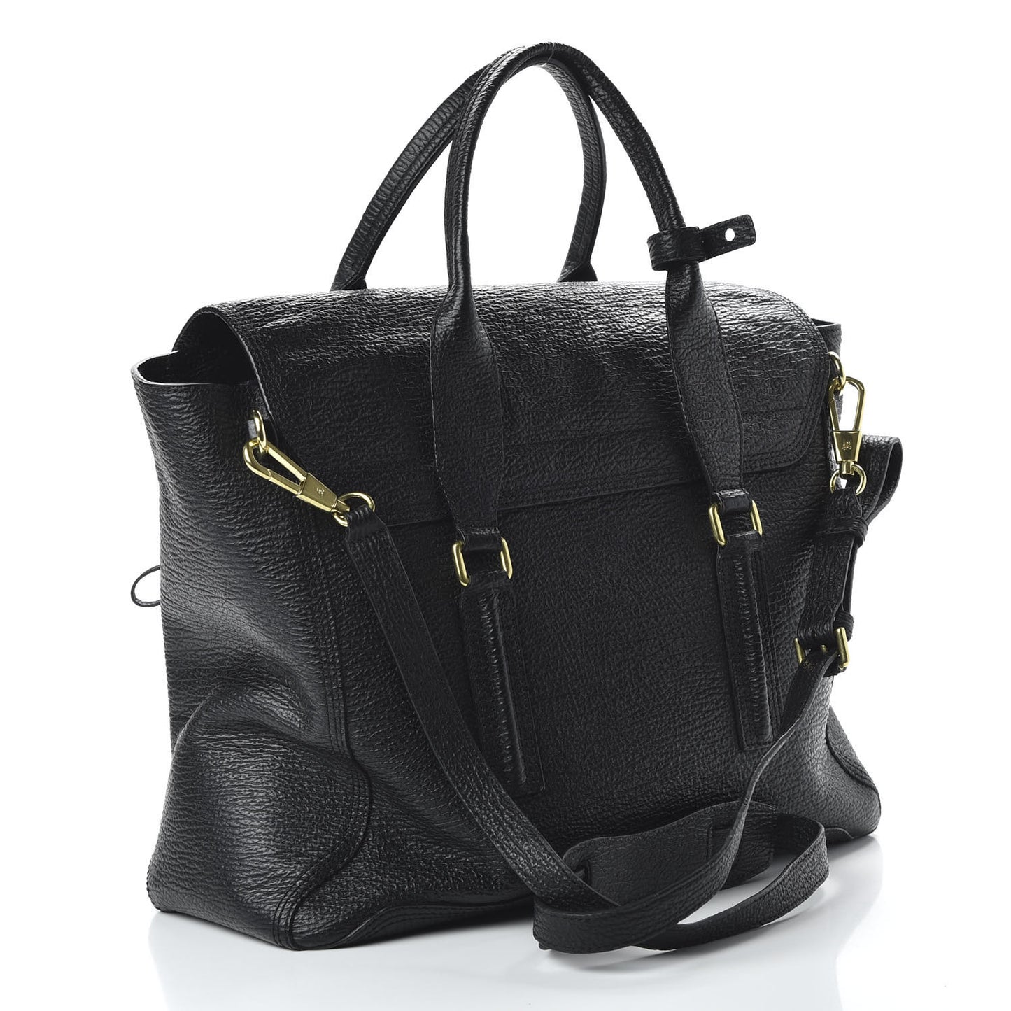 3.1 Textured Calfskin Large Pashli Satchel Black