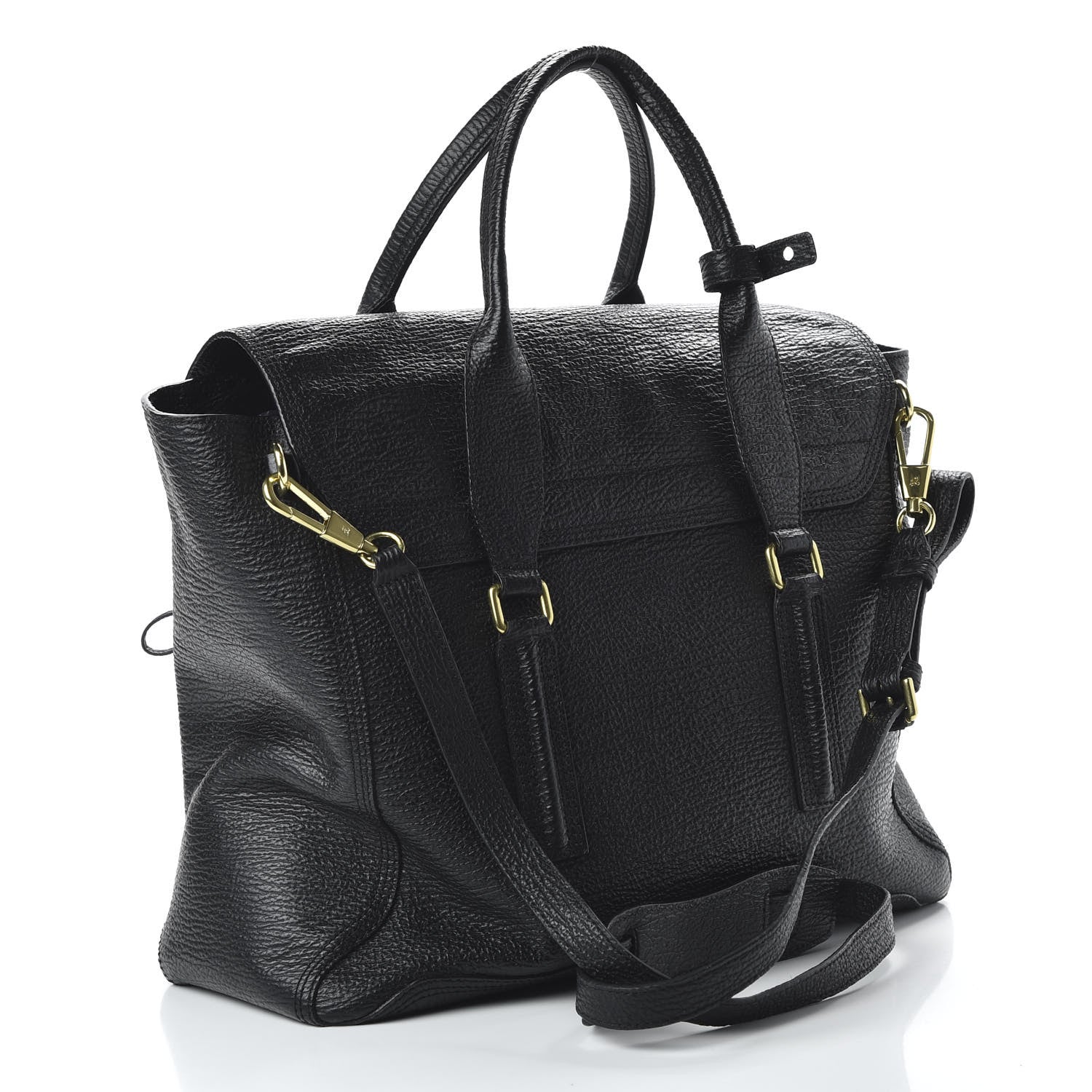 3.1 Phillip Lim 3.1 Textured Calfskin Large Pashli Satchel Black 4 of 10