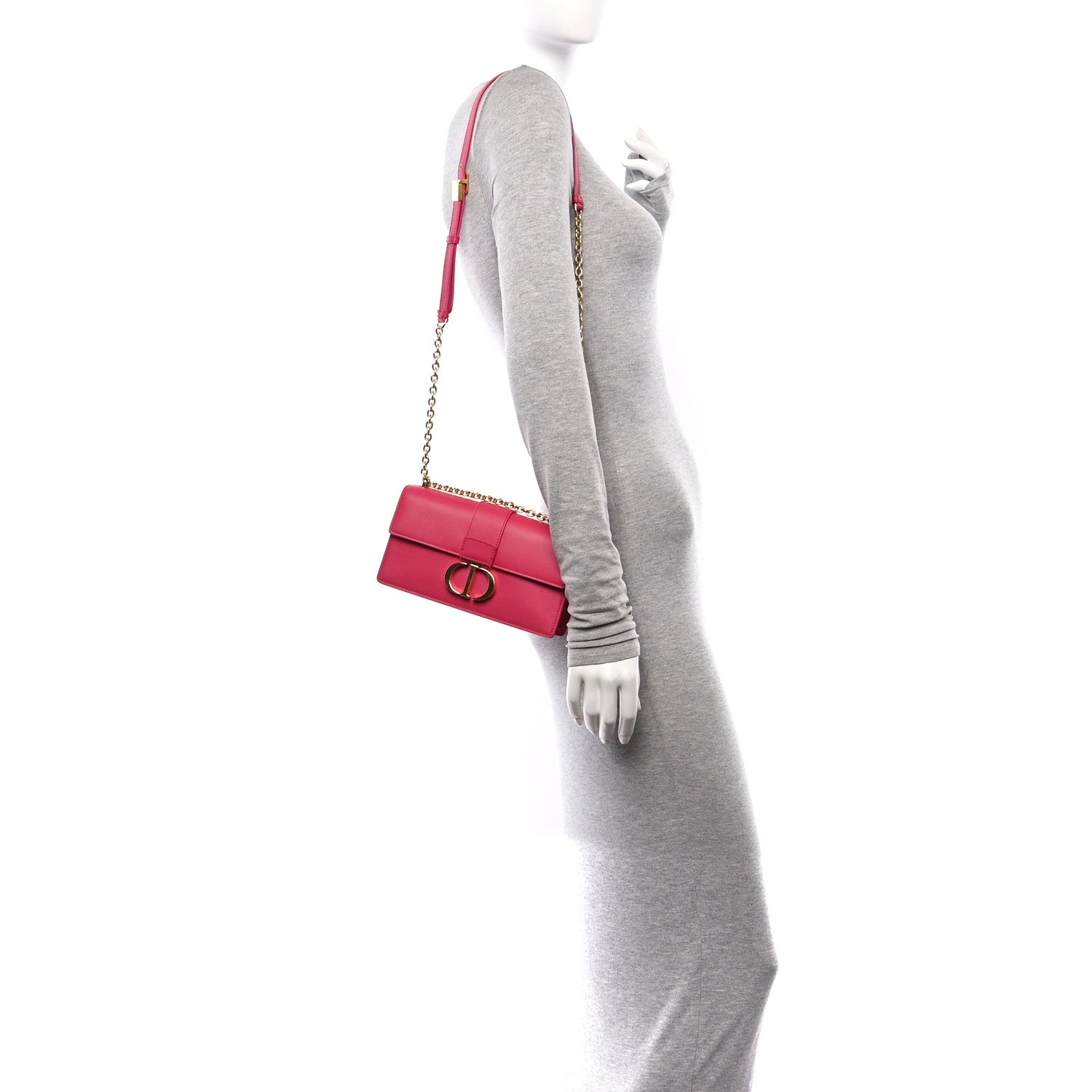 Christian Dior Grained Calfskin 30 Montaigne East West Chain Flap Bag Passion Pink 2 of 12