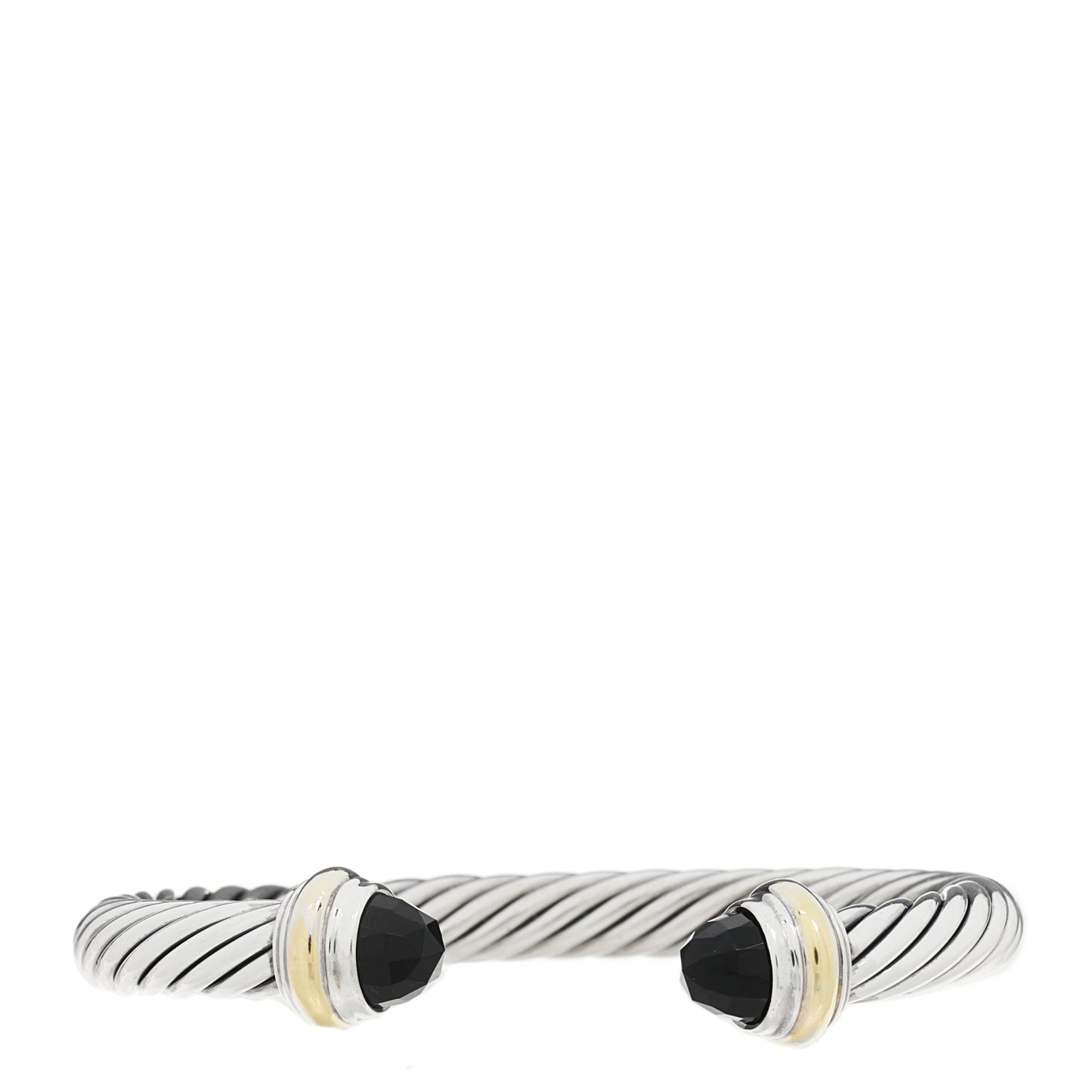 Sterling Silver 14K Yellow Gold Black Onyx 7mm Cable Classics Bracelet