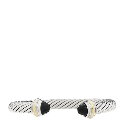 David Yurman Sterling Silver 14K Yellow Gold Black Onyx 7mm Cable Classics Bracelet 1 of 4