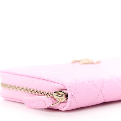 Chanel Caviar Quilted Perforated CC Long Zipped Wallet Pink 10 of 12
