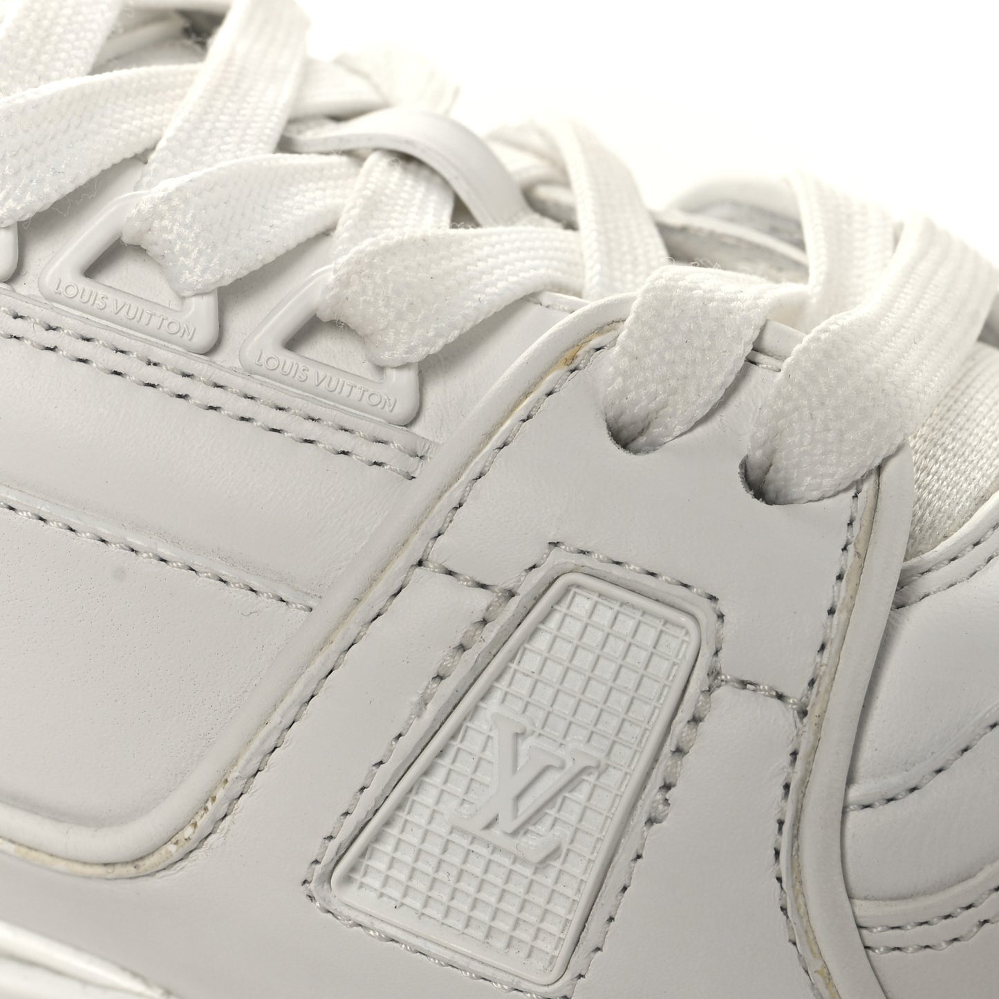 Calfskin Womens LV Trainer Sneakers 39.5 White