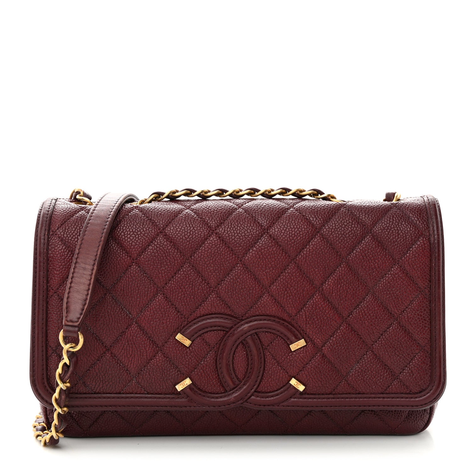 Chanel Caviar Quilted Medium CC Filigree Flap Burgundy 1 of 14
