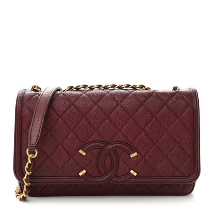 Chanel Caviar Quilted Medium CC Filigree Flap Burgundy 1 of 14